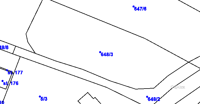 Parcela st. 648/3 v KÚ Přívětice, Katastrální mapa