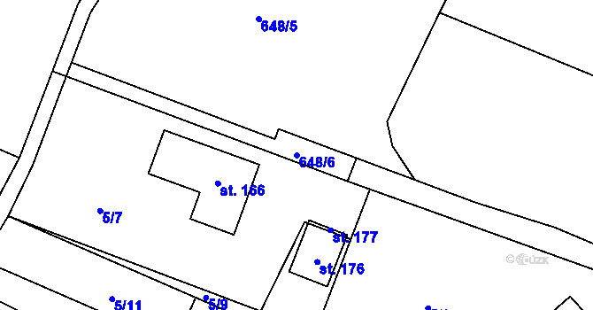 Parcela st. 648/6 v KÚ Přívětice, Katastrální mapa