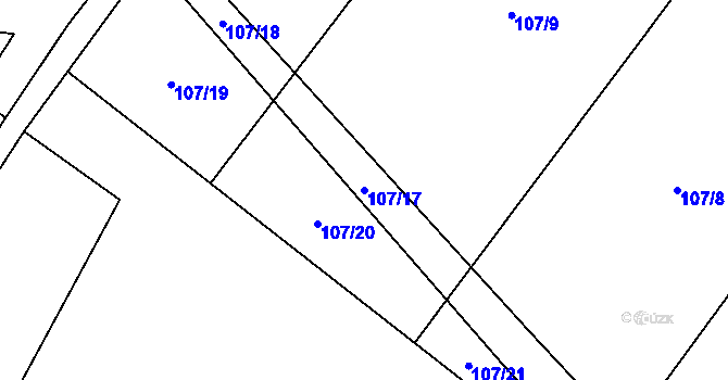 Parcela st. 107/17 v KÚ Sklená Huť, Katastrální mapa