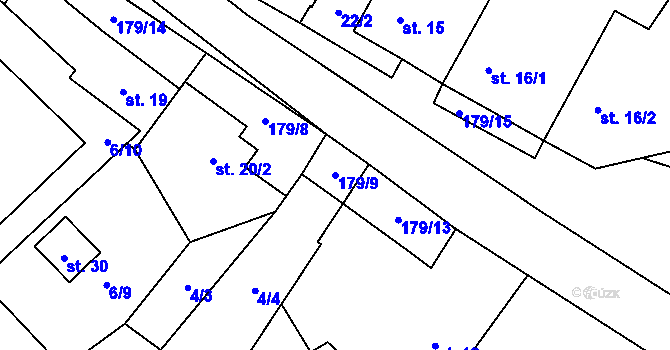 Parcela st. 179/9 v KÚ Sklená Huť, Katastrální mapa