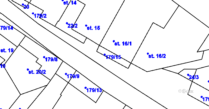 Parcela st. 179/15 v KÚ Sklená Huť, Katastrální mapa
