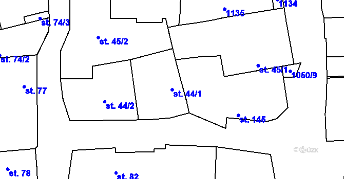 Parcela st. 44/1 v KÚ Přívory, Katastrální mapa