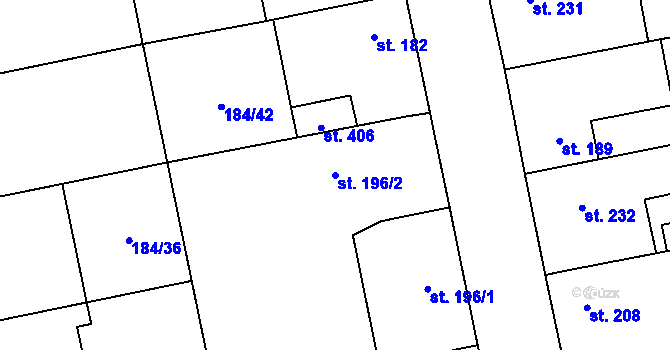 Parcela st. 196/2 v KÚ Přívory, Katastrální mapa