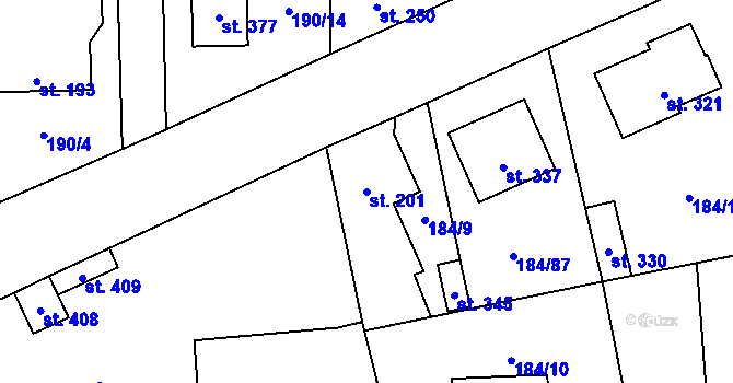 Parcela st. 201 v KÚ Přívory, Katastrální mapa