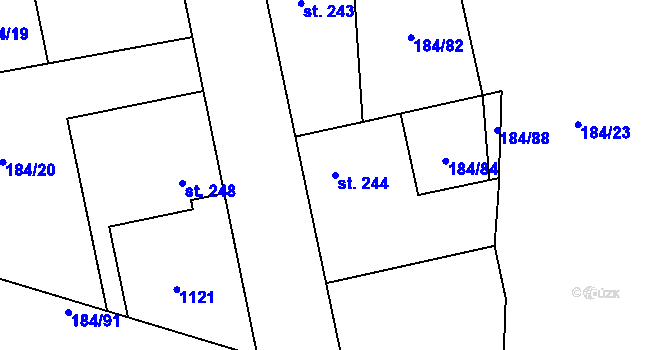 Parcela st. 244 v KÚ Přívory, Katastrální mapa