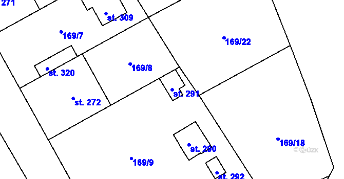 Parcela st. 291 v KÚ Přívory, Katastrální mapa