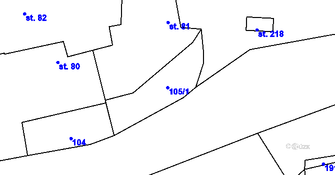 Parcela st. 105/1 v KÚ Přívory, Katastrální mapa