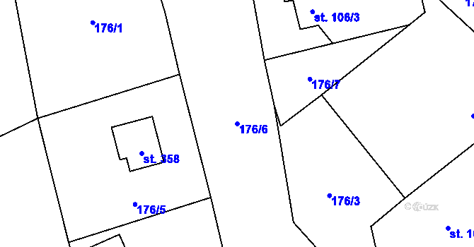 Parcela st. 176/6 v KÚ Přívory, Katastrální mapa