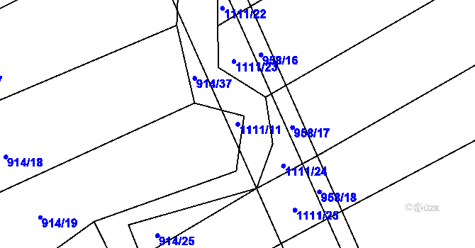 Parcela st. 1111/11 v KÚ Přívory, Katastrální mapa