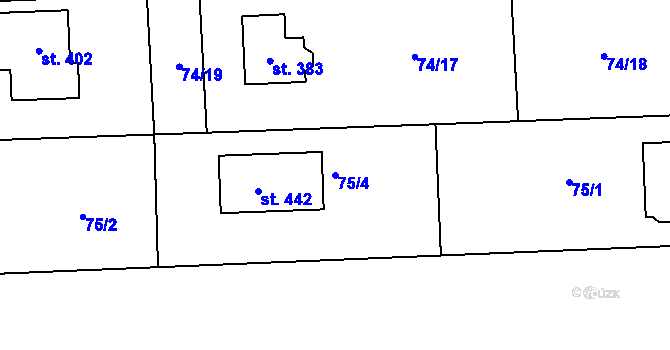 Parcela st. 75/4 v KÚ Přívory, Katastrální mapa
