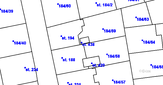 Parcela st. 438 v KÚ Přívory, Katastrální mapa