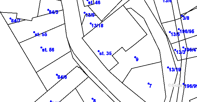 Parcela st. 35 v KÚ Psárov, Katastrální mapa
