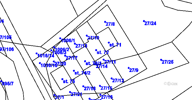 Parcela st. 72 v KÚ Psárov, Katastrální mapa