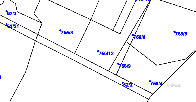 Parcela st. 755/12 v KÚ Psárov, Katastrální mapa