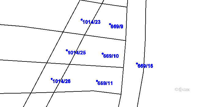 Parcela st. 669/10 v KÚ Psárov, Katastrální mapa