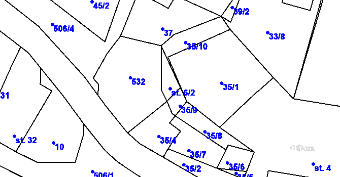 Parcela st. 6/2 v KÚ Tříklasovice, Katastrální mapa