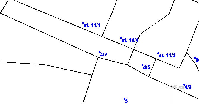 Parcela st. 4/2 v KÚ Tříklasovice, Katastrální mapa