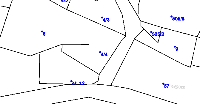 Parcela st. 4/4 v KÚ Tříklasovice, Katastrální mapa