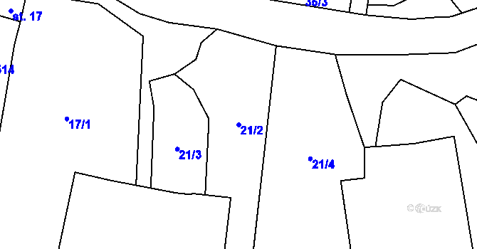 Parcela st. 21/2 v KÚ Tříklasovice, Katastrální mapa