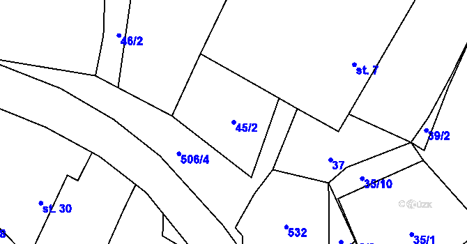 Parcela st. 45/2 v KÚ Tříklasovice, Katastrální mapa