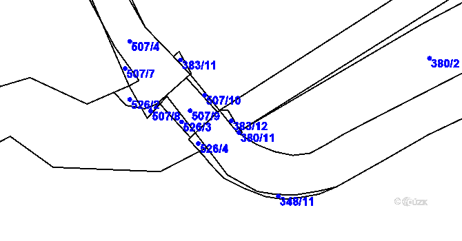 Parcela st. 383/12 v KÚ Tříklasovice, Katastrální mapa