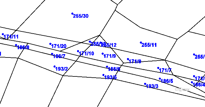 Parcela st. 171/9 v KÚ Tříklasovice, Katastrální mapa