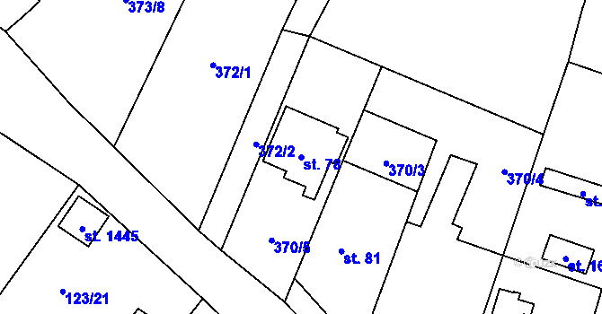 Parcela st. 78 v KÚ Dolní Jirčany, Katastrální mapa