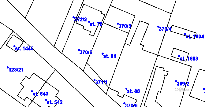 Parcela st. 81 v KÚ Dolní Jirčany, Katastrální mapa