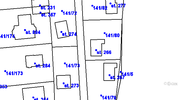 Parcela st. 266 v KÚ Dolní Jirčany, Katastrální mapa