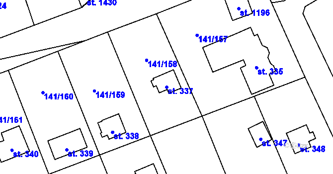 Parcela st. 337 v KÚ Dolní Jirčany, Katastrální mapa