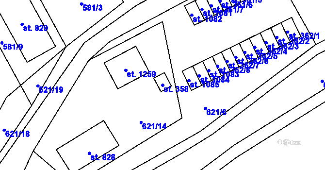 Parcela st. 358 v KÚ Dolní Jirčany, Katastrální mapa