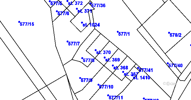 Parcela st. 370 v KÚ Dolní Jirčany, Katastrální mapa