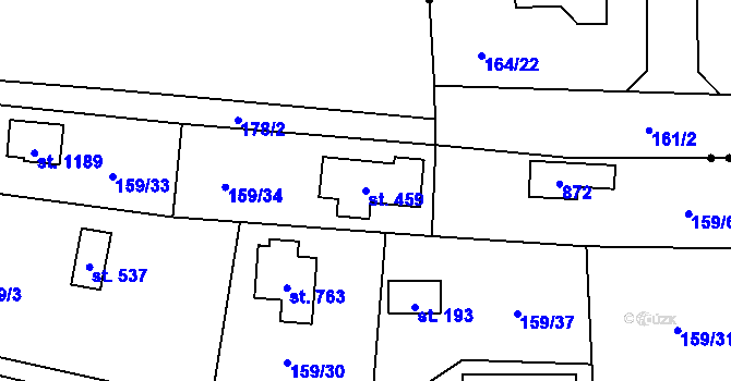 Parcela st. 459 v KÚ Dolní Jirčany, Katastrální mapa