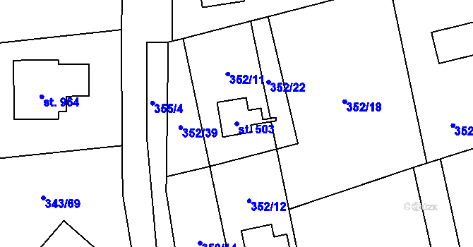 Parcela st. 503 v KÚ Dolní Jirčany, Katastrální mapa