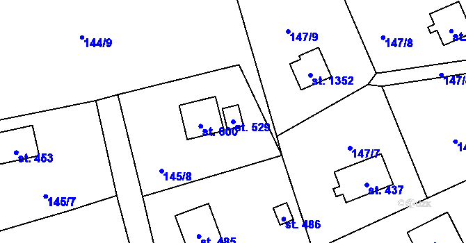 Parcela st. 529 v KÚ Dolní Jirčany, Katastrální mapa