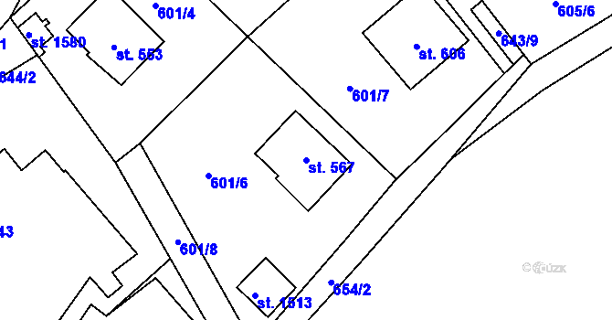 Parcela st. 567 v KÚ Dolní Jirčany, Katastrální mapa
