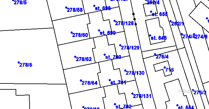 Parcela st. 700 v KÚ Dolní Jirčany, Katastrální mapa