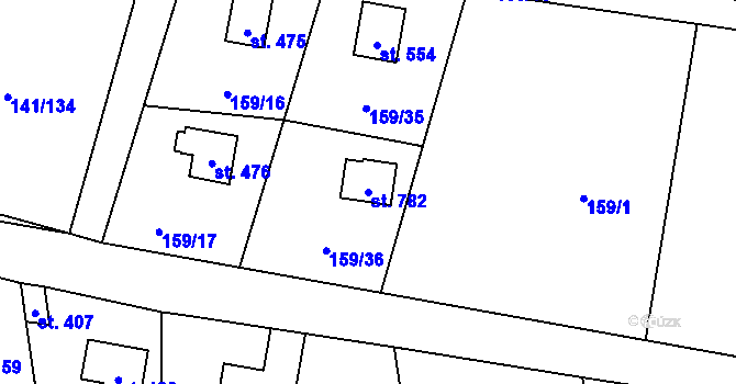 Parcela st. 782 v KÚ Dolní Jirčany, Katastrální mapa