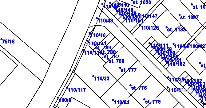 Parcela st. 787 v KÚ Dolní Jirčany, Katastrální mapa
