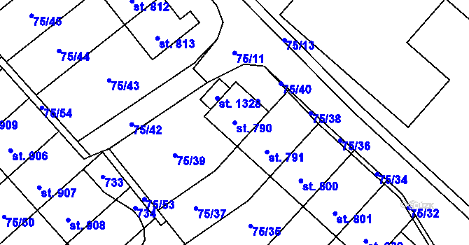 Parcela st. 790 v KÚ Dolní Jirčany, Katastrální mapa