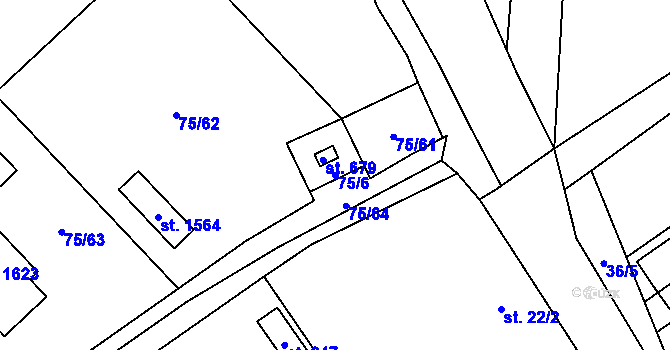 Parcela st. 75/6 v KÚ Dolní Jirčany, Katastrální mapa