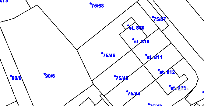 Parcela st. 75/46 v KÚ Dolní Jirčany, Katastrální mapa