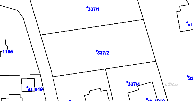 Parcela st. 337/2 v KÚ Dolní Jirčany, Katastrální mapa