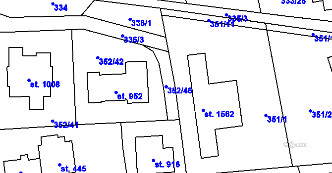 Parcela st. 352/46 v KÚ Dolní Jirčany, Katastrální mapa