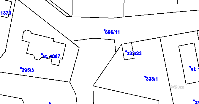 Parcela st. 686/10 v KÚ Dolní Jirčany, Katastrální mapa