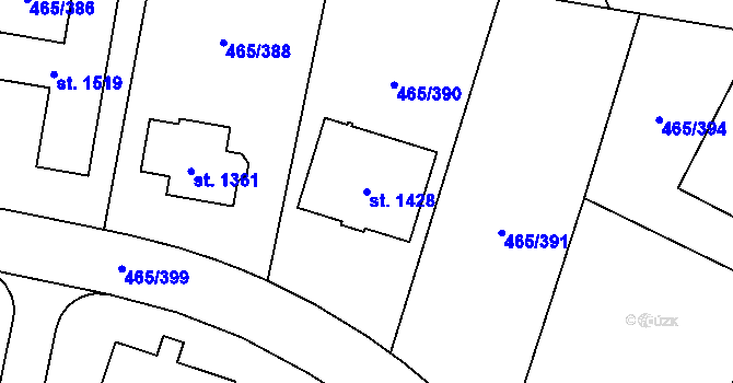 Parcela st. 1428 v KÚ Dolní Jirčany, Katastrální mapa