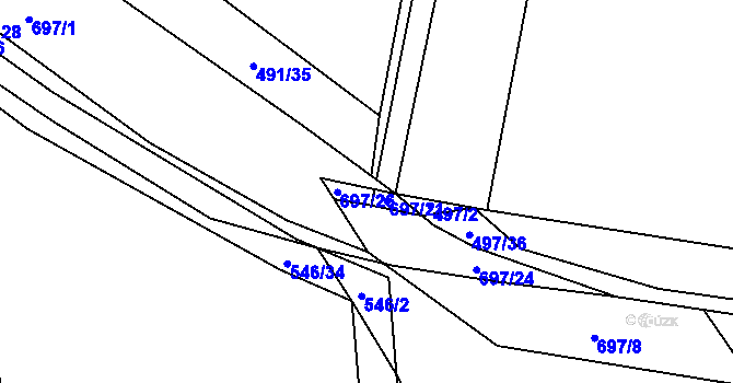 Parcela st. 697/22 v KÚ Dolní Jirčany, Katastrální mapa