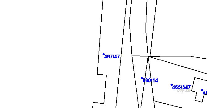Parcela st. 497/47 v KÚ Dolní Jirčany, Katastrální mapa