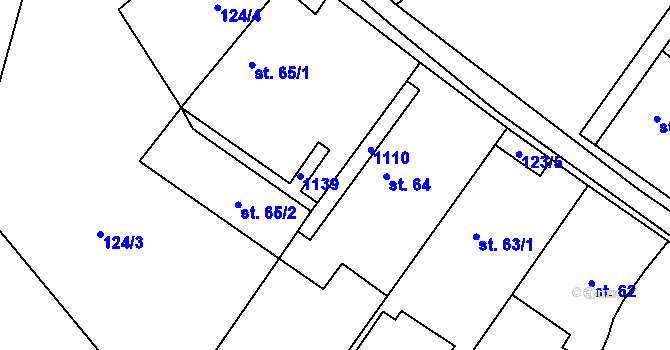 Parcela st. 65/3 v KÚ Psáry, Katastrální mapa