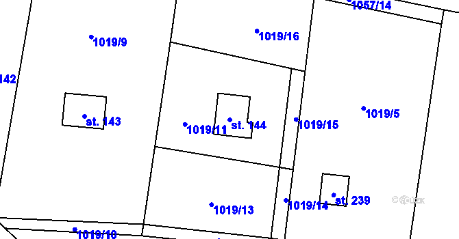 Parcela st. 144 v KÚ Psáry, Katastrální mapa